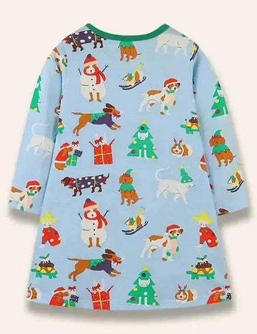 クリスマスアニマルフレンドプリントドレス